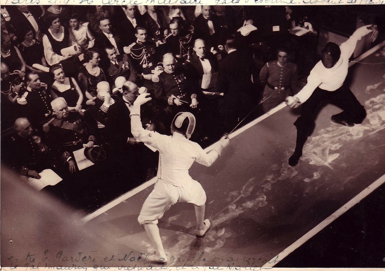 A fencing gala, period documentary photograph